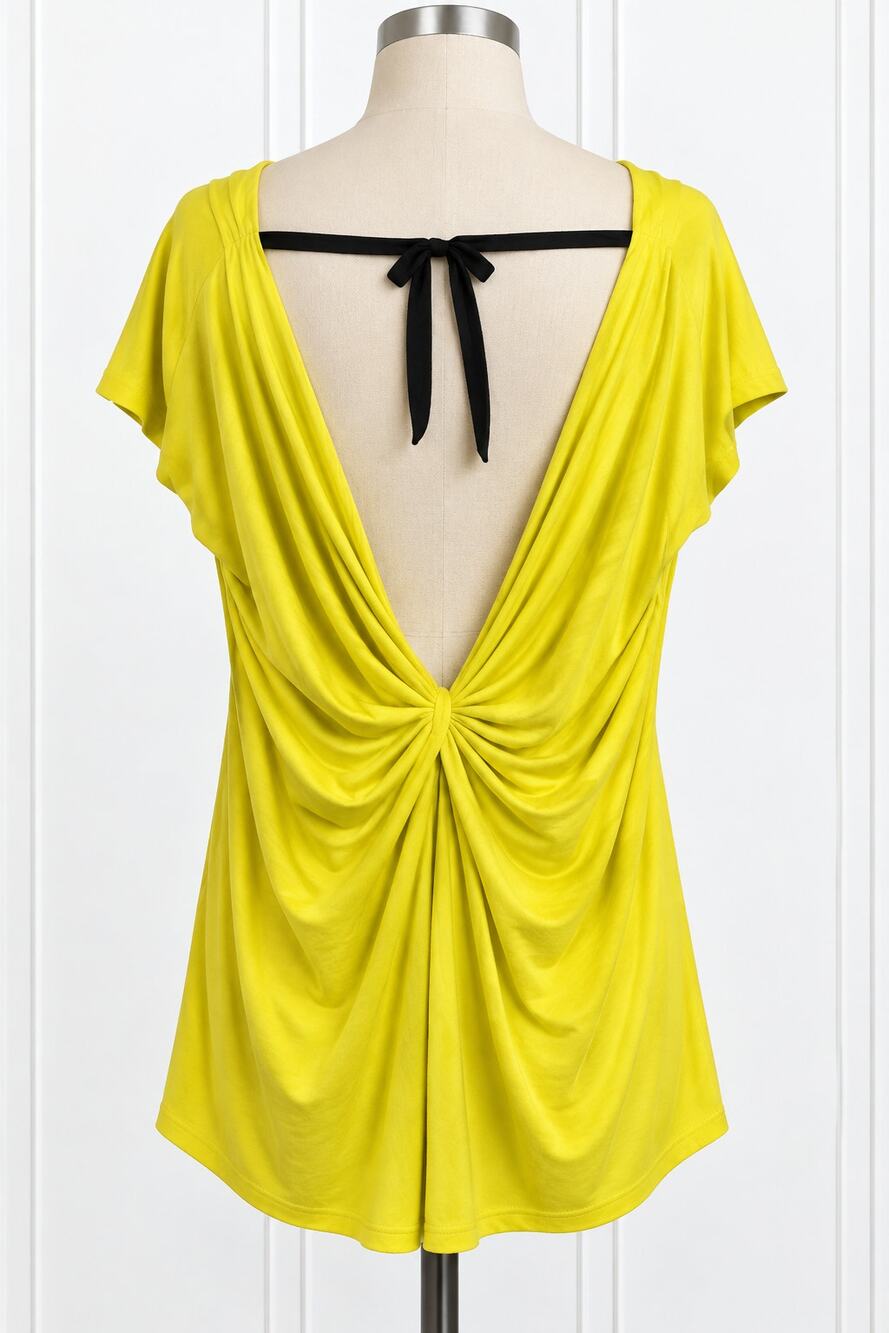 RACHEL Rachel Roy Top Womens M Yellow Twist Front V Neck Open Back Tie
